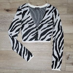 Vintage Y2K WET SEAL Zebra Print Cardigan - Size Small